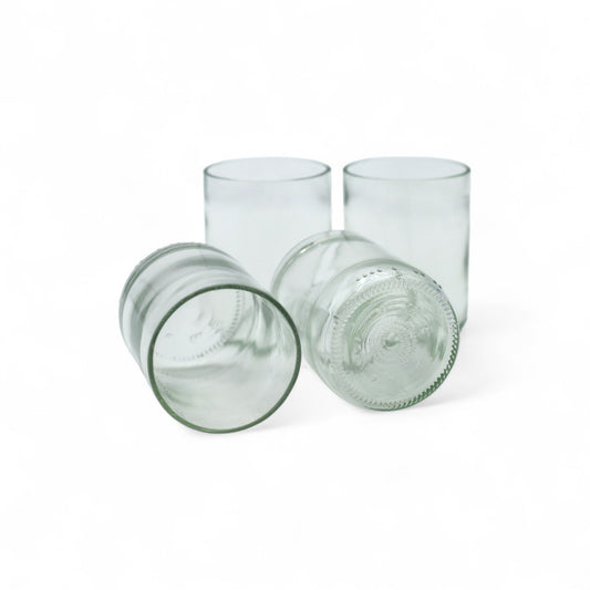 Vasos de diseño para eventos de lujo y decoración de mesas Aura en vidrio transparente upcycling