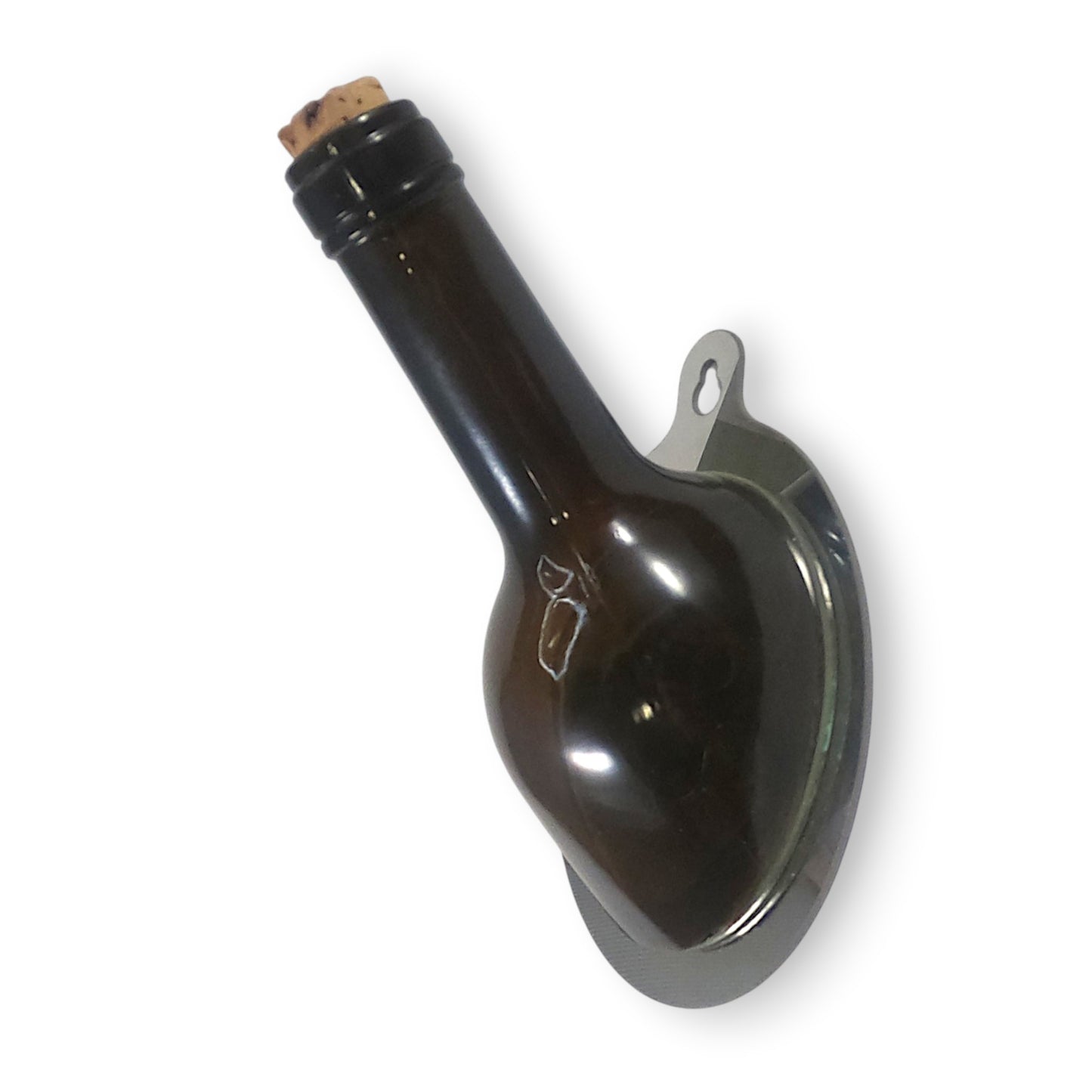 Perchero artesanal Vid Hanger de cuello de botella verde y acero inoxidable