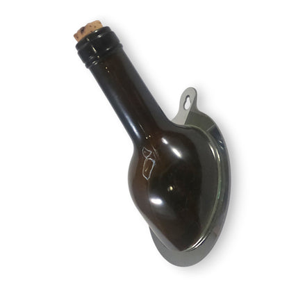 Perchero artesanal Vid Hanger de cuello de botella verde y acero inoxidable