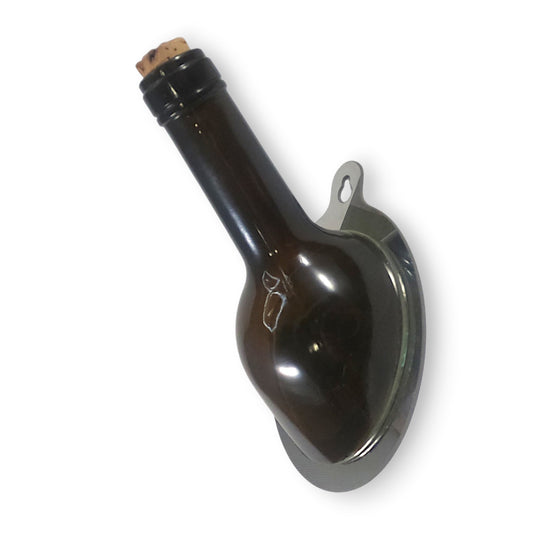 Perchero artesanal Vid Hanger de cuello de botella verde y acero inoxidable