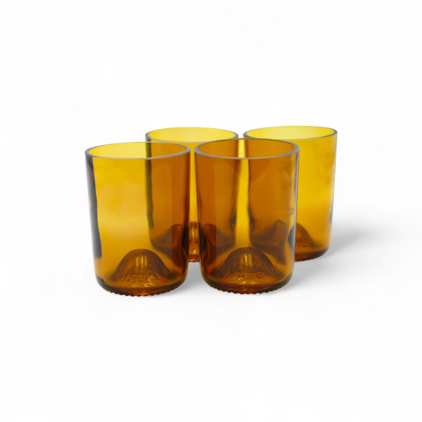 Juego de vasos artesanales color ámbar Vasos Gold con fondo de botella original