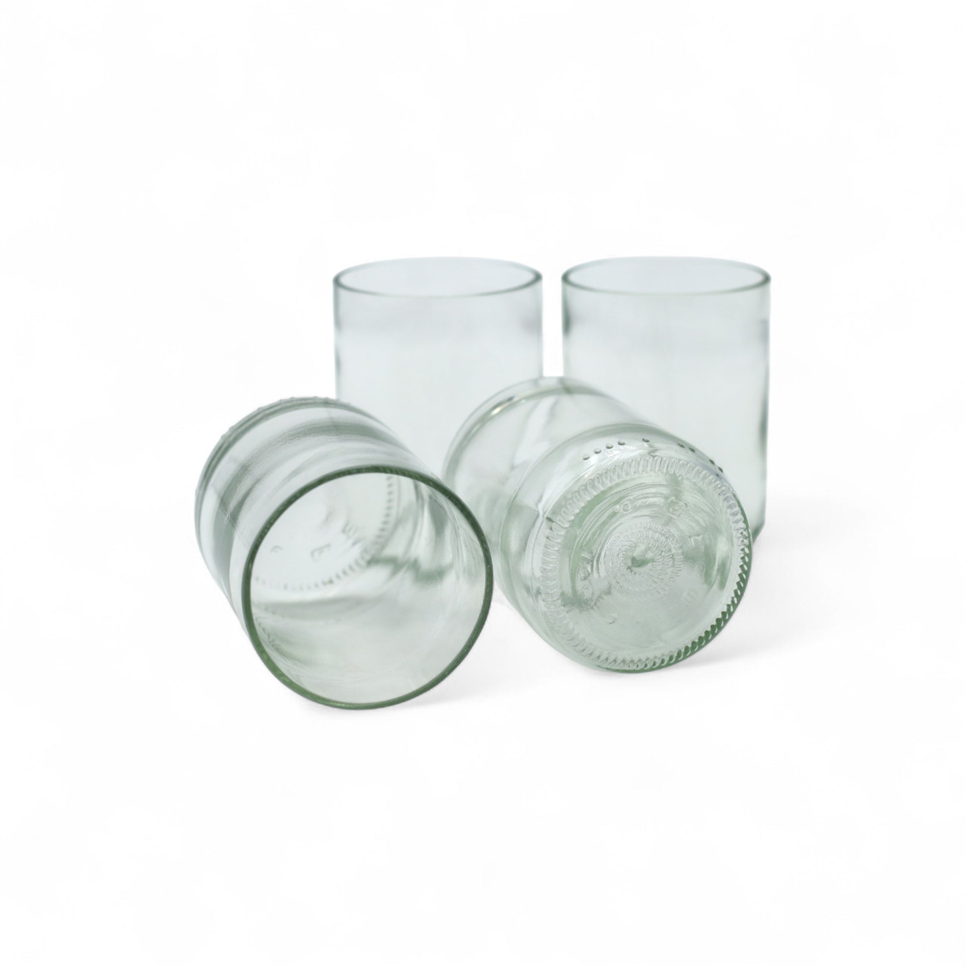 Vasos de diseño para eventos de lujo y decoración de mesas Aura en vidrio transparente upcycling