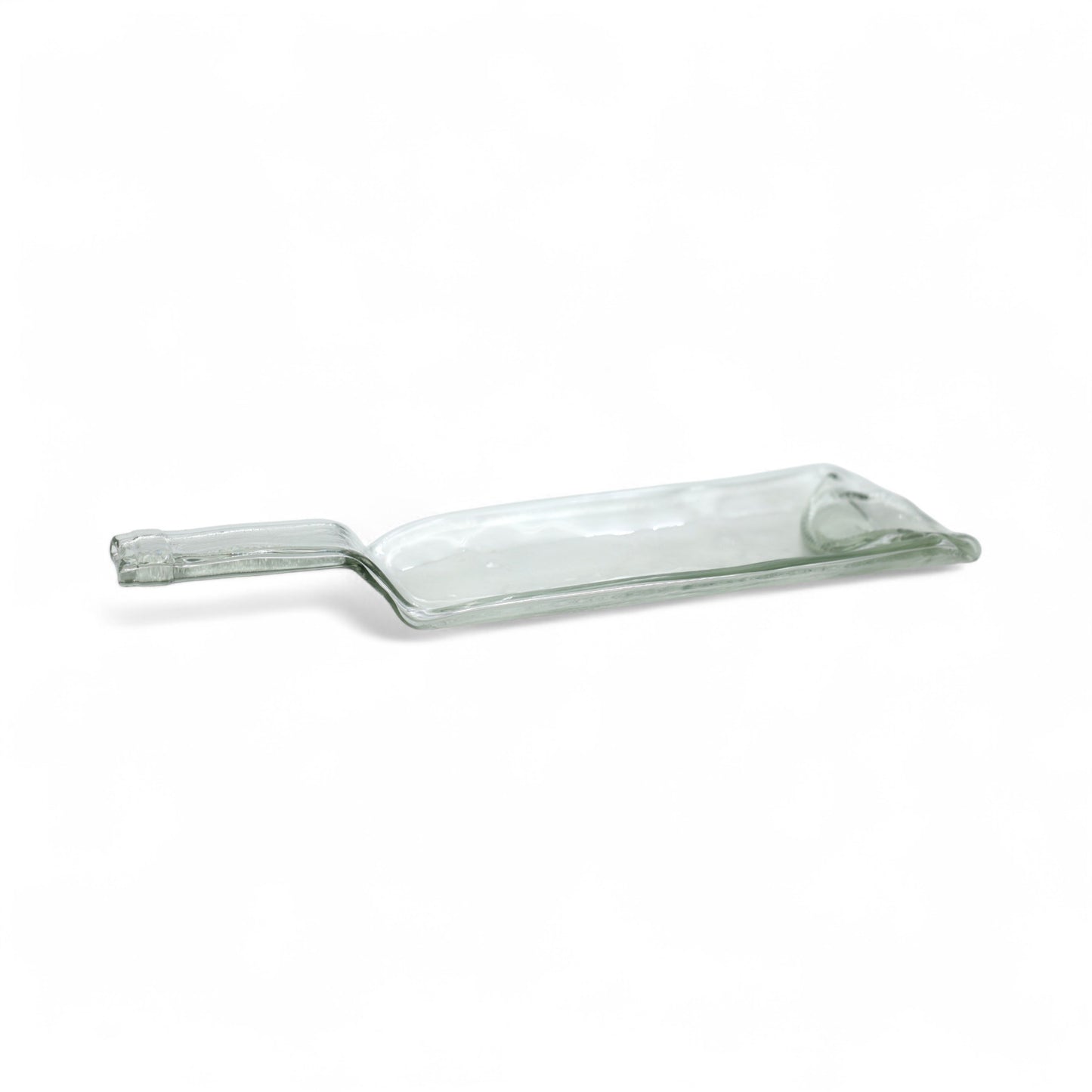 Bandeja de diseño curvado Aura Flex en cristal transparente para mesa decorativa